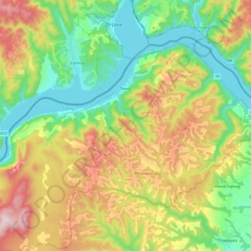 Tekija topographic map, elevation, terrain