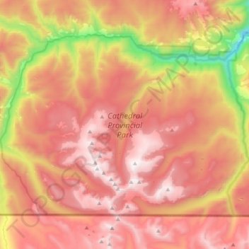Cathedral Provincial Park topographic map, elevation, terrain