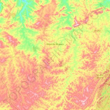 Ribeirão Branco topographic map, elevation, terrain