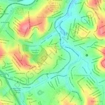 Nova Cintra topographic map, elevation, terrain