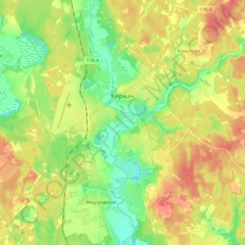 Kirzhach topographic map, elevation, terrain
