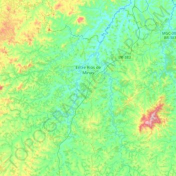 Entre Rios de Minas topographic map, elevation, terrain