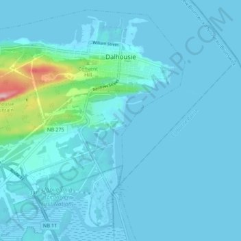 Dalhousie topographic map, elevation, terrain