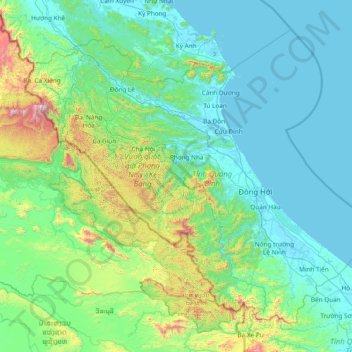 Quang Binh province topographic map, elevation, terrain