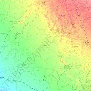 Kadi Taluka topographic map, elevation, terrain