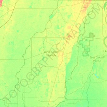 West Carroll Parish topographic map, elevation, terrain