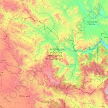 Reserva de la Biósfera Sierra Gorda de Guanajuato topographic map, elevation, terrain