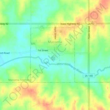 Massena topographic map, elevation, terrain