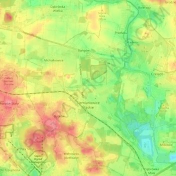 Siemianowice Śląskie topographic map, elevation, terrain