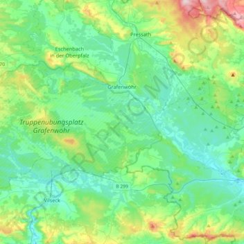 Grafenwöhr topographic map, elevation, terrain
