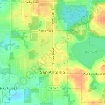 San Antonio topographic map, elevation, terrain