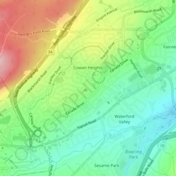 Cowan Heights topographic map, elevation, terrain