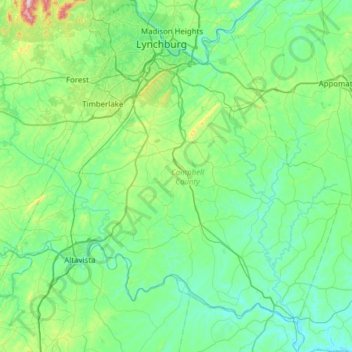 Campbell County topographic map, elevation, terrain