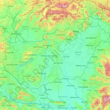 Hungary topographic map, elevation, terrain