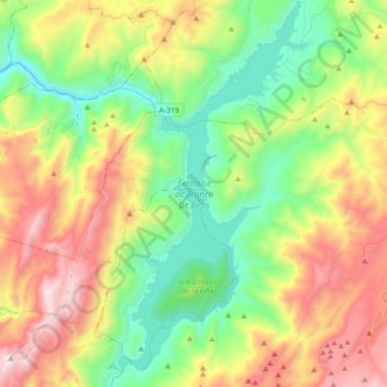 Embalse de Tranco de Beas topographic map, elevation, terrain