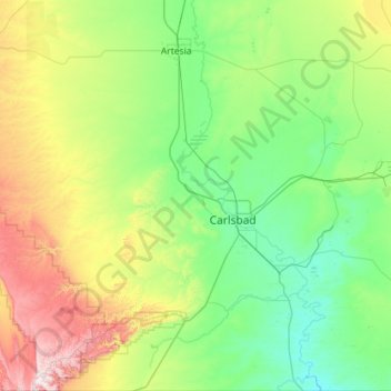 Eddy County topographic map, elevation, terrain