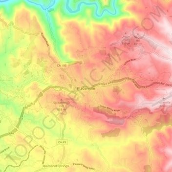 Placerville topographic map, elevation, terrain