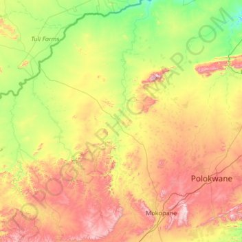 Mogalakwena River topographic map, elevation, terrain