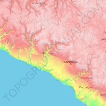Arequipa topographic map, elevation, terrain