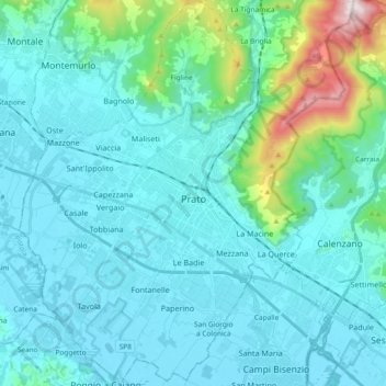 Prato topographic map, elevation, terrain