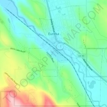 Eureka topographic map, elevation, terrain