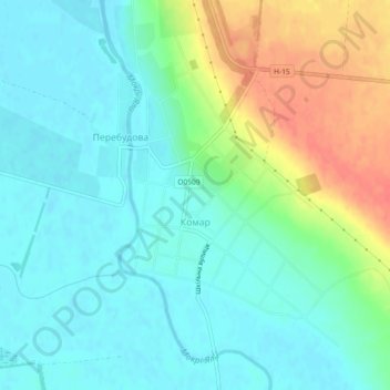 Komar topographic map, elevation, terrain