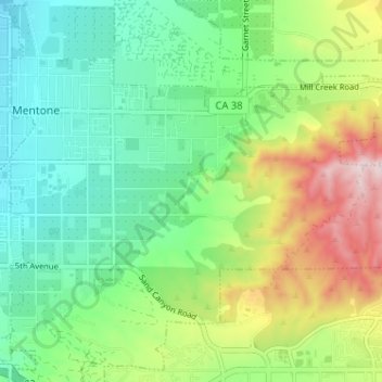Mentone topographic map, elevation, terrain