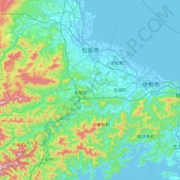 Matsusaka topographic map, elevation, terrain