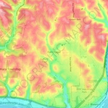 Fox Chapel topographic map, elevation, terrain
