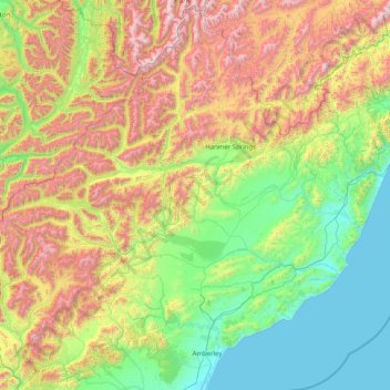 Hurunui District topographic map, elevation, terrain