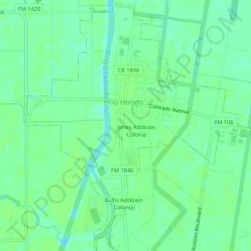 Rio Hondo topographic map, elevation, terrain