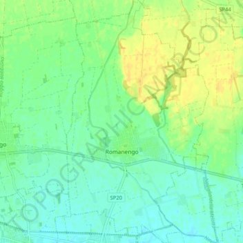 Romanengo topographic map, elevation, terrain