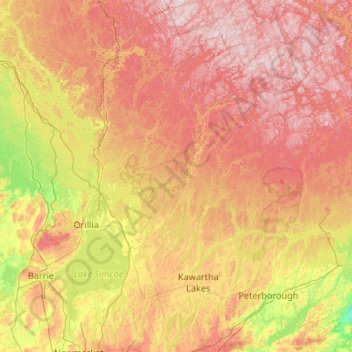 Haliburton—Kawartha Lakes—Brock topographic map, elevation, terrain