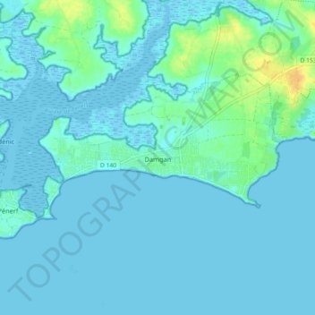 Damgan topographic map, elevation, terrain
