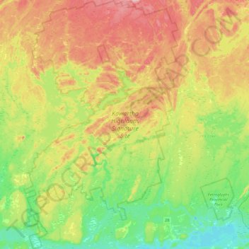 Kawartha Highlands Signature Site topographic map, elevation, terrain
