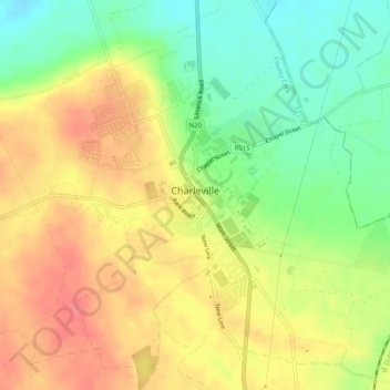 Charleville topographic map, elevation, terrain