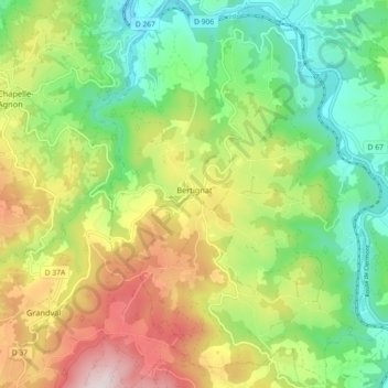 Bertignat topographic map, elevation, terrain