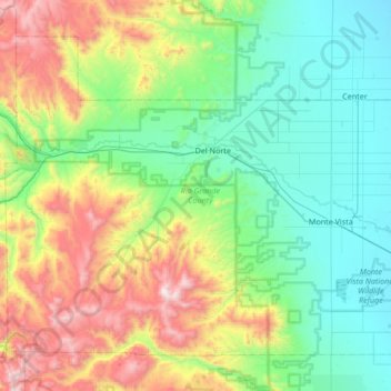Rio Grande County topographic map, elevation, terrain