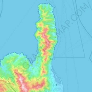 Bastia topographic map, elevation, terrain