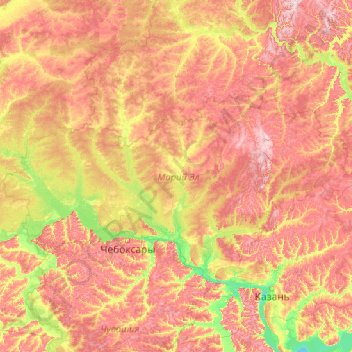 Mari El Republic topographic map, elevation, terrain