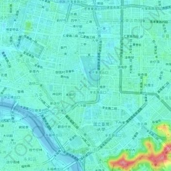 Da'an District topographic map, elevation, terrain