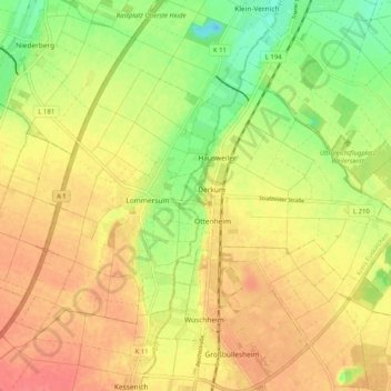 Lommersum topographic map, elevation, terrain