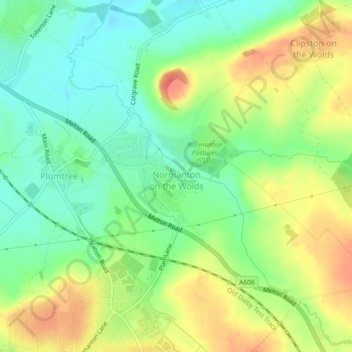 Normanton on the Wolds topographic map, elevation, terrain