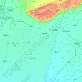 Khushab District topographic map, elevation, terrain