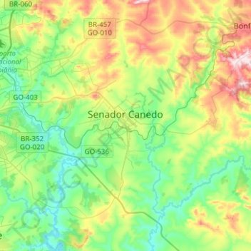 Senador Canedo topographic map, elevation, terrain