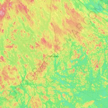 Mikkeli topographic map, elevation, terrain