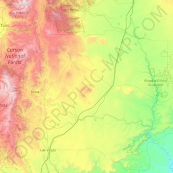 Mora County topographic map, elevation, terrain