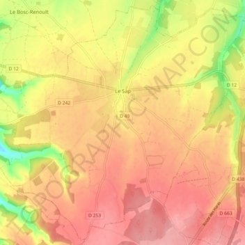 Le Sap topographic map, elevation, terrain