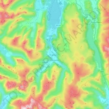 Borrowdale topographic map, elevation, terrain