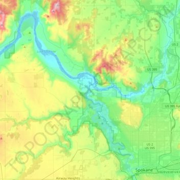 Riverside State Park topographic map, elevation, terrain